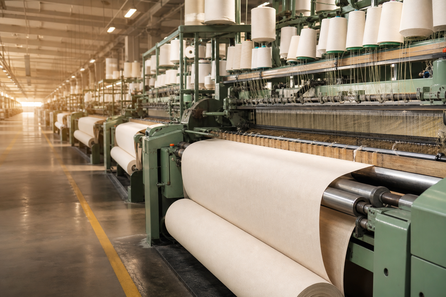 Textile professionals working in a manufacturing facility